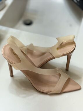 Fashion Nova Nude Clear-Strap Stiletto Heels for Women